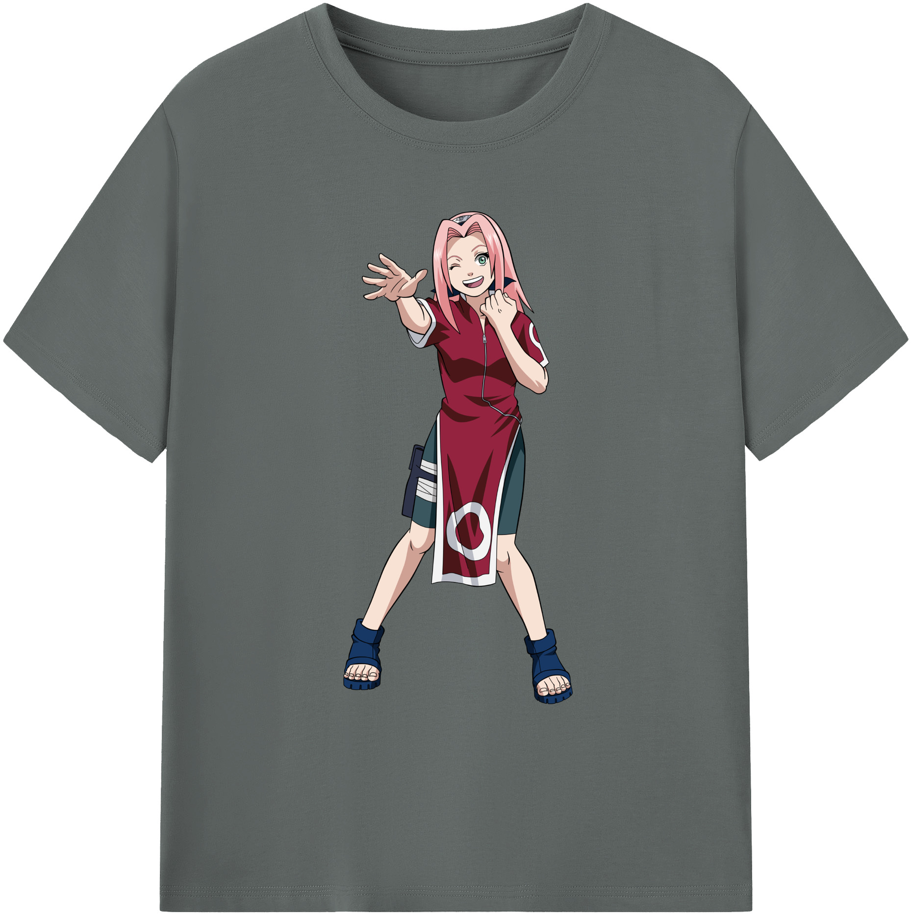 （画像用） NARUTO -ナルト- 春野サクラ Haruno Sakura 綿100％ メンズ半袖Tシャツ｜肌触りやわらか＆通気性